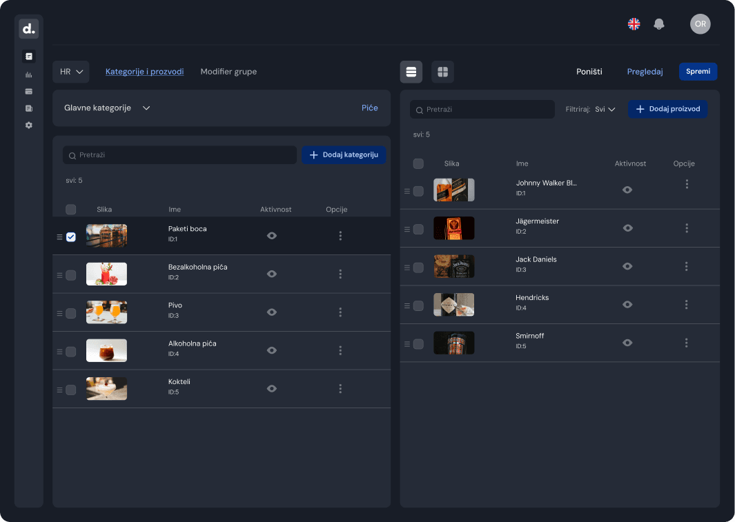 .menu administracijsko sučelje